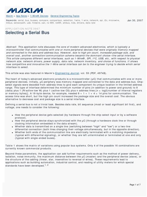 Selecting a Serial Bus .